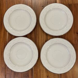Hankook St. James Fine China Super Bone Small Side Plates 6” White W Silver Rim